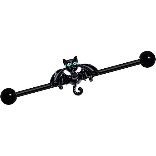 ボディキャンディー ボディピアス アメリカ 日本未発売 ウォレット Body Candy 38mm Black Plated Steel Helix Cartilage Earring Halloween Vampire Bat Industrial Barbell 1 1/2"ボディキャンディー ボディピアス アメリカ 日本未発売 ウォレット｜angelica