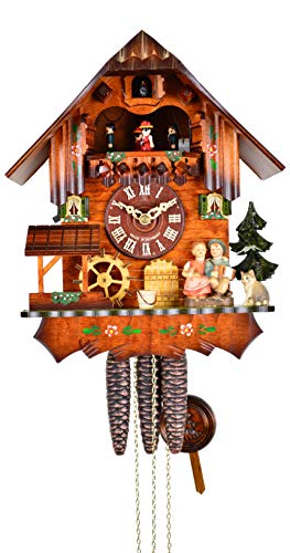 カッコー時辰儀 室内装飾 飾りつけ時辰儀 外国で青写真 亜米利加 August Schwer Cuckoo Clock moveable Kissing Couple, Turning Mill-Wheelカッコー時辰儀 室内装飾 飾りつけ時辰儀 外国で青写真 亜米利加