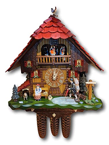 カッコー時辰儀 室内装飾 飾りつけ時辰儀 外国でひな形 亜米利加 Hekas Cuckoo Clock Little Black Forest House with Moving Clock Peddler and Dancers KA 3742/8 EXカッコー時辰儀 室内装飾 飾りつけ時辰儀 外国でひな形 亜米利加