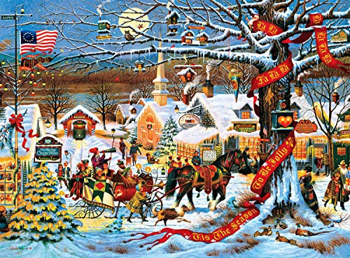 ジグソーパズル 海外製 1000ピース 小さな町のクリスマス チャールズ・ワイソッキー サイズ約68x50センチ クリスマス 絵画・アート Buffalo Games|angelica