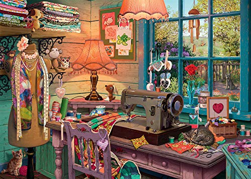 ジグソーバズル 海外製 1000ピース 縫製をする部屋 サイズ約70x50センチ 絵画・アート Ravensburger｜angelica