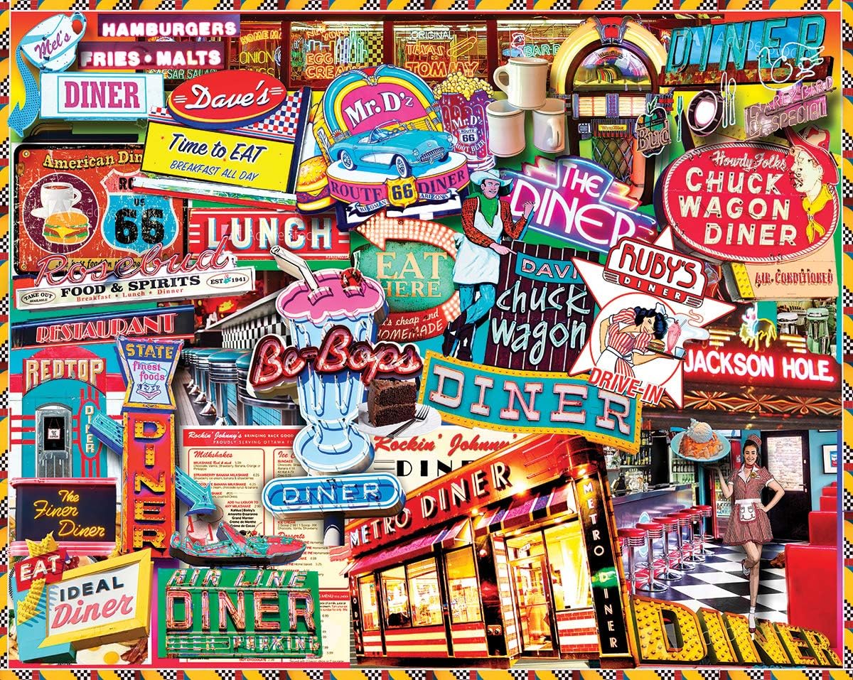 楽天市場 ジグソーパズル 海外製 アメリカ 送料無料 White Mountain Puzzles Retro Diner 1000 Piece Jigsaw Puzzleジグソーパズル 海外製 アメリカ Angelica