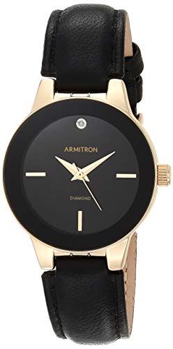 腕時計 アーミトロン レディース Armitron Women's 75/5410BKGPBK Diamond-Accented Gold-Tone and Black Leather Strap Watch腕時計 アーミトロン レディース|angelica