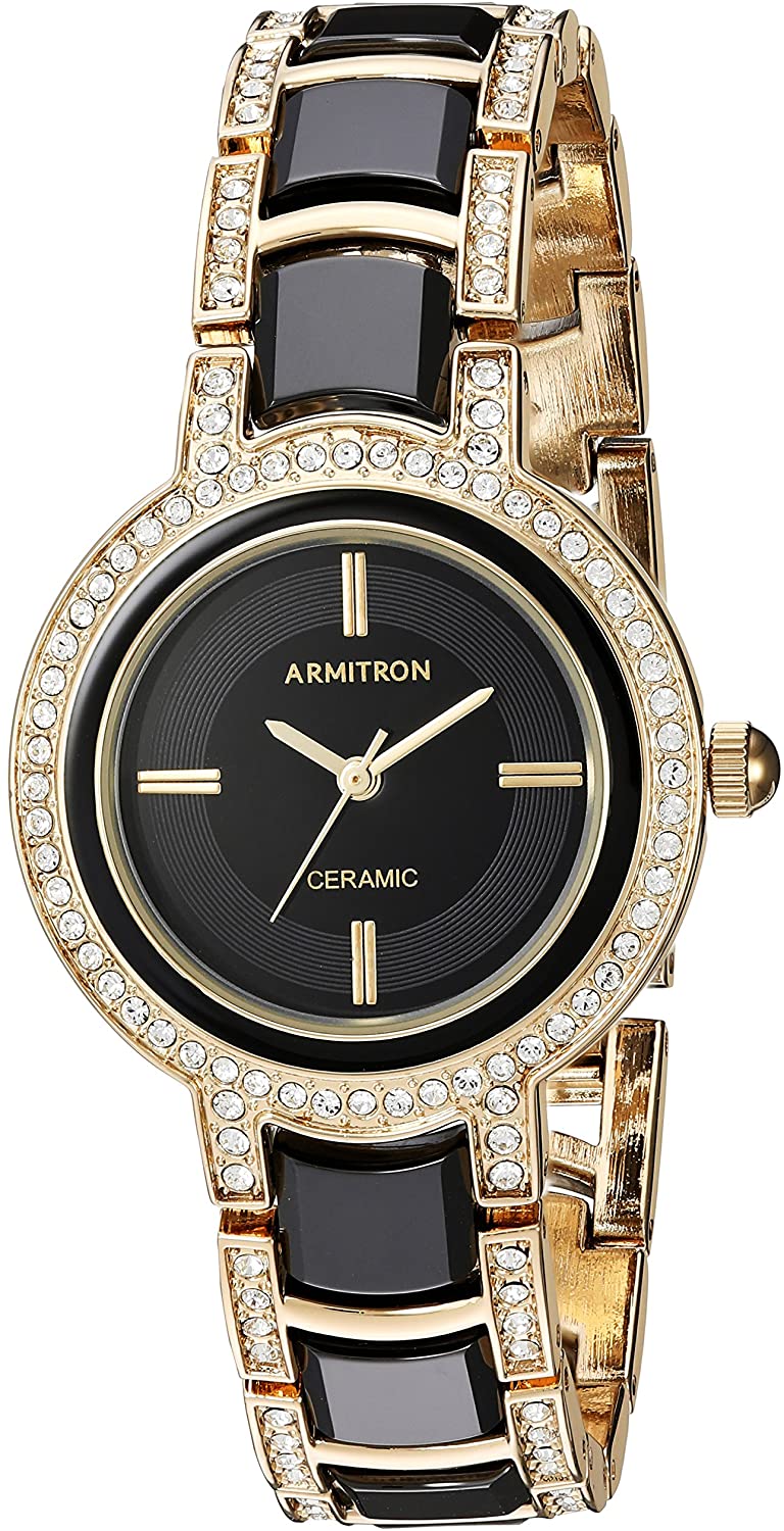 上質で快適 腕時計 アーミトロン レディース Armitron Women S 75 5452bkgp Swarovski Crystal Accented Gold Tone And Black Ceramic Bracelet Watch腕時計 アーミトロン レディース 新作モデル Www Faan Gov Ng