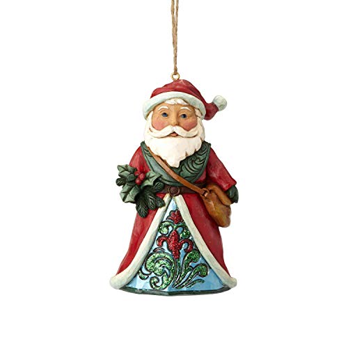 エネスコ Enesco 置物 インテリア 海外モデル アメリカ Enesco Jim Shore Heartwood Creek Winter Wonderland Santa Holly Hanging Ornament, 4.875\"エネスコ Enesco 置物 インテリア 海外モデル アメリカ