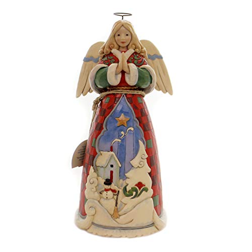 エネスコ Enesco 飾りつけ 室内装飾 外国でひな形 亜米利加 Enesco Jim Shore Heartwood Creek Christmas Angel with Winter Home Scene 4059762 Newエネスコ Enesco 飾りつけ 室内装飾 外国でひな形 亜米利加