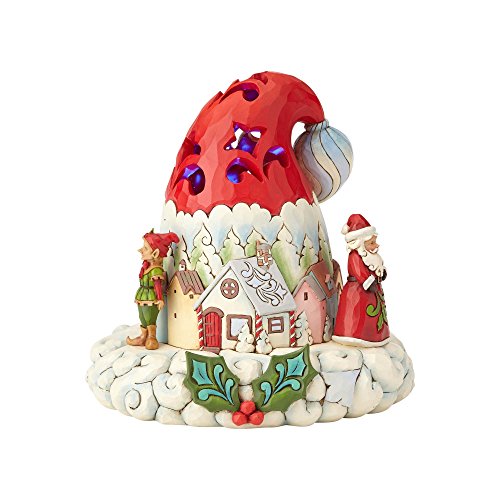 エネスコ Enesco 飾りつけ 室内装飾 外国でひな形 亜米利加 Enesco Jim Shore Heartwood Creek Lighted Santa Hat, 7.25\