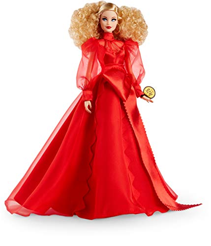 バービー バービーあやつり人形 バービーコレクター コレクタブルバービー 寄せあわせ Barbie Collector Mattel 75th Anniversary Doll (12-インチ Blonde Curly Hair) インチ Red Chiffon Gown, with Doバービー バービーあやつり人形 バービーコレクター コレクタブルバービー 寄せあわせ