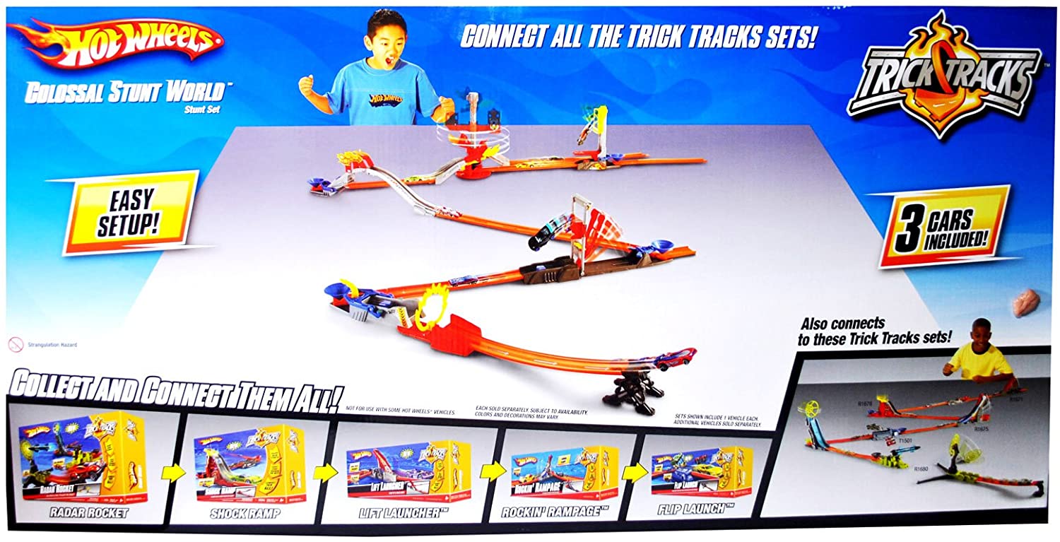 ホットウィール マテル ミニカー ホットウイール 貨物輸送無料 Hot Wheels Trick Tracks Series 1 64 Scale Die Cast Stunts Car Playset Colossal Stunt World With 6 Super Stunts Setting Plus 3 Die Cast Carホットウィール