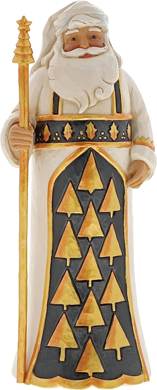 エネスコ Enesco 置物 インテリア ディズニー 海外モデル 【送料無料】Enesco Jim Shore Heartwood Creek Black and Gold Santa With Staffエネスコ Enesco 置物 インテリア ディズニー 海外モデル