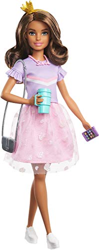 バービー バービー人形 Barbie Princess Adventure Teresa Doll (11.5-inch Brunette) in Fashion and Accessories, with Smart Phone, Purse, Travel Mug and Tiara, Gift for 3 to 7 Year Oldsバービー バービー人形｜angelica