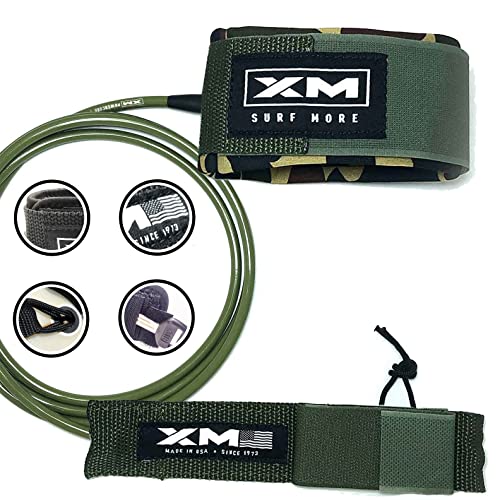 .220in Ultra-Strong Strap for Ankle Support Adjustable COMP Strength Cord - USA Made XM SURF MORE Surfboard Leash Tangle-Free Surf Leash for Short Boards & Long Boards 