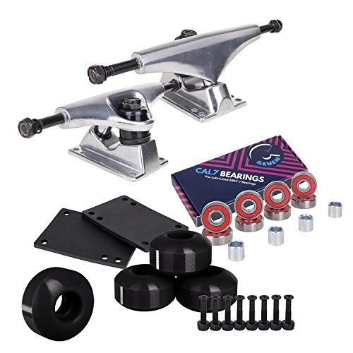 かわいい Cal 送料無料 海外モデル Set Millimeter With 海外モデル Trucks Wheels Silver 139 スケボー トラック Trucks Bearings トラック スケボー Aluminum Skateboard Package 7 直輸入 スケートボード Inch 5 25 99a 52mm スケートボード