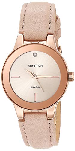 腕時計 アーミトロン レディース Armitron Women's 75/5410RSRGBH Diamond-Accented Rose Gold-Tone and Beige Leather Strap Watch腕時計 アーミトロン レディース｜angelica