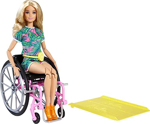 爆売り バービー バービー人形 ファッショニスタ Barbie Fashionistas Doll 165 With Wheelchair Long Blonde Hair Wearing Tropical Romper Orange Shoes Lemon Fanny Pack Toy For Kids 3 To 8 Years Oldバービー バービー人形