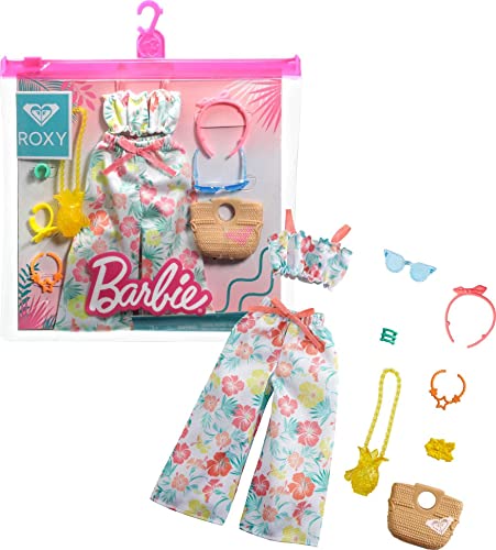 バービー バービー人形 着せ替え 衣装 ドレス Barbie Storytelling Fashion Pack of Doll Clothes Inspired by Roxy: Matching Floral Top & Pants with 7 Accessories Dolls Including Pineapple Purse, Gift for 3 to 8 Yバービー バービー人形 着せ替え 衣装 ドレス｜angelica