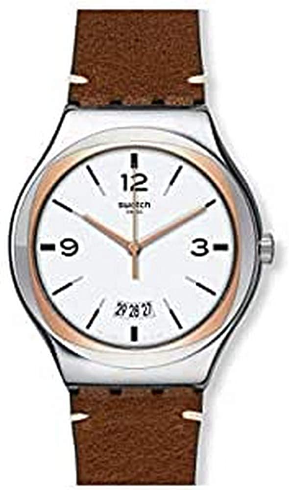 腕時計 スウォッチ メンズ 送料無料 Swatch Men S Stainless Steel Quartz Watch With Leather Strap Brown Model Yws443 腕時計 スウォッチ メンズ Painfreepainrelief Com