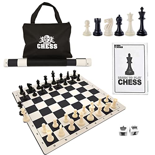 ボードゲーム 英語 アメリカ 海外ゲーム WE Games Best Value Tournament Chess Set - Includes 34 Chessmen, Roll Up Black Vinyl Chess Board, Storage Bag for Pieces, Instructions and Equalizer Dice, Travel Board Games ボードゲーム 英語 アメリカ 海外ゲーム｜angelica