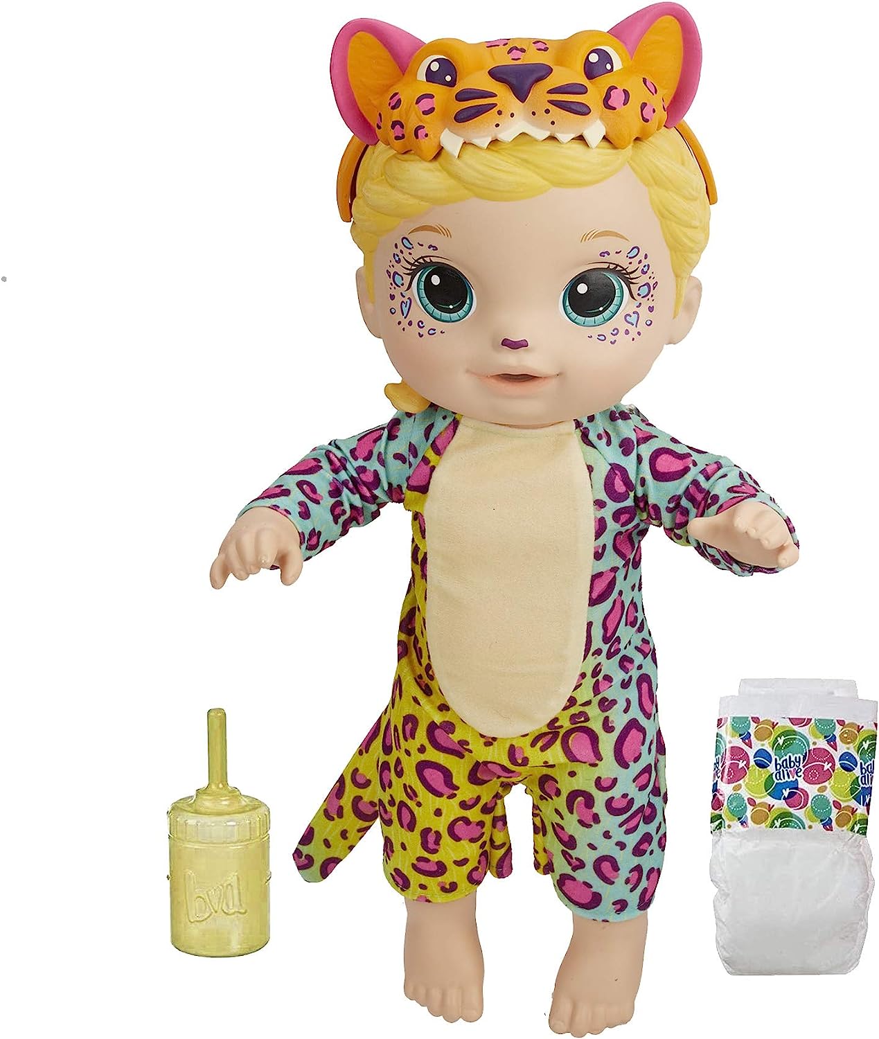 ベビーアライブ 赤ちゃん おままごと ベビー人形 【送料無料】Baby Alive Rainbow Wildcats Doll, Leopard, Accessories, Drinks, Wets, Leopard Toy for Kids Ages 3 Years and Up, Blonde Hair (Amazon Exclusivベビーアライブ 赤ちゃん おままごと ベビー人形