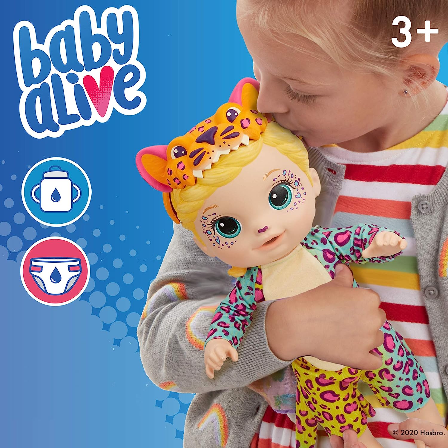 ベビーアライブ 赤ちゃん おままごと ベビー人形 【送料無料】Baby Alive Rainbow Wildcats Doll, Leopard, Accessories, Drinks, Wets, Leopard Toy for Kids Ages 3 Years and Up, Blonde Hair (Amazon Exclusivベビーアライブ 赤ちゃん おままごと ベビー人形