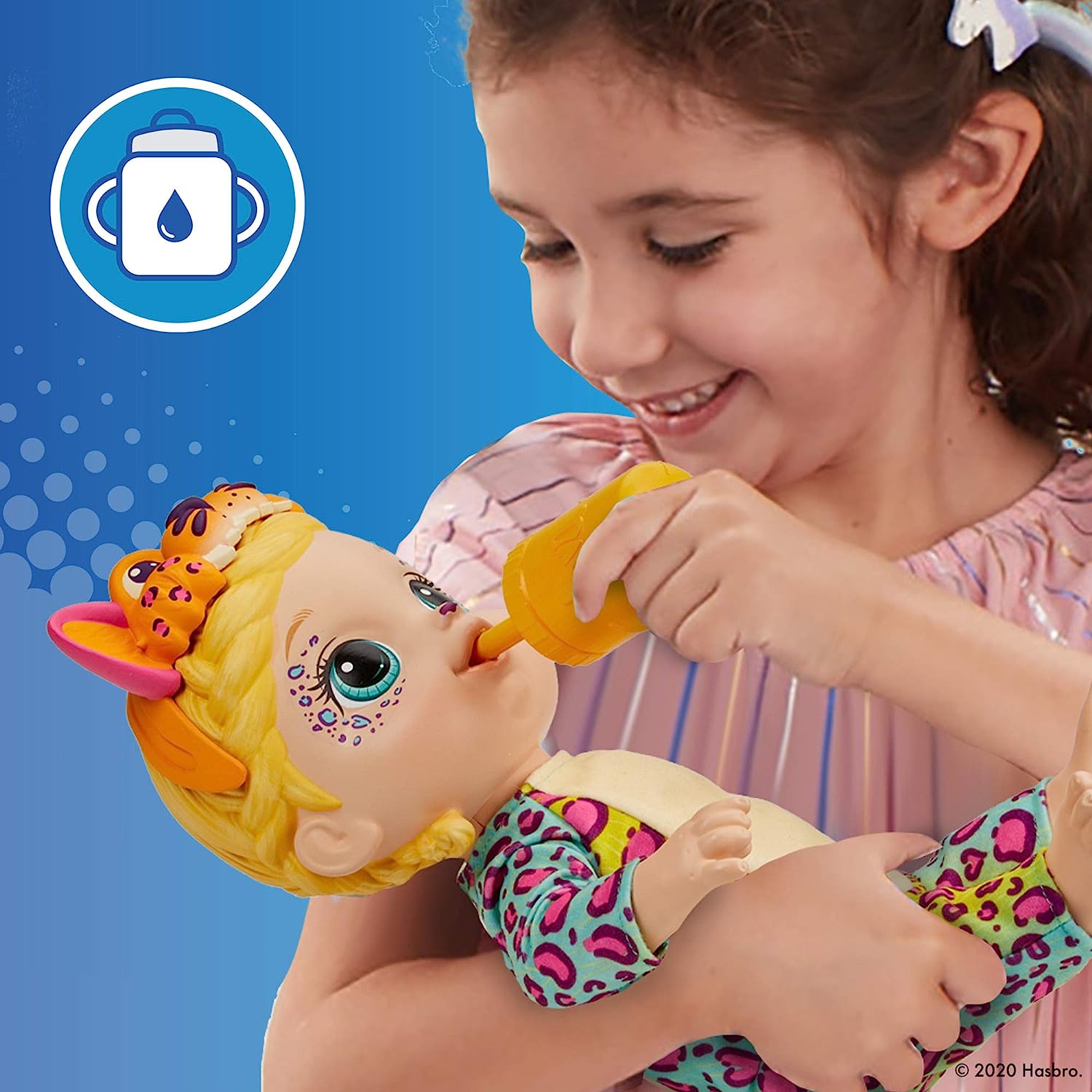 ベビーアライブ 赤ちゃん おままごと ベビー人形 【送料無料】Baby Alive Rainbow Wildcats Doll, Leopard, Accessories, Drinks, Wets, Leopard Toy for Kids Ages 3 Years and Up, Blonde Hair (Amazon Exclusivベビーアライブ 赤ちゃん おままごと ベビー人形