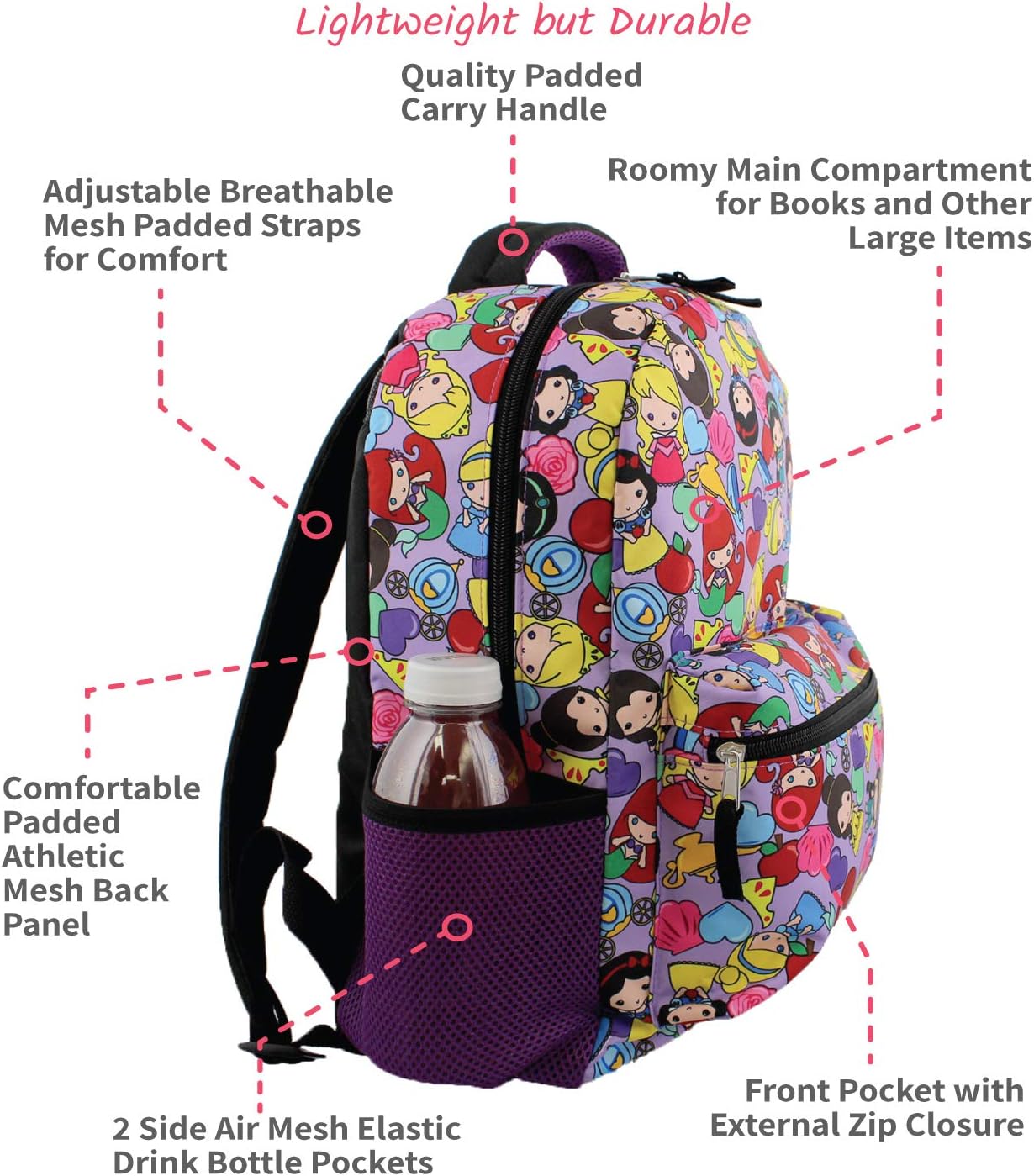 格安 ディズニープリンセス Disney Princess Emoji Girl S 16 Inch School Backpack Bag One Size Purple ディズニープリンセス 超人気の Www Newtravelerpr Com