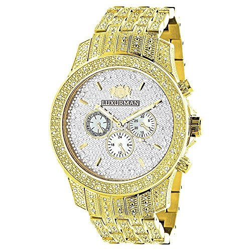 期間限定特価 腕時計 ラックスマン メンズ Iced Out Luxurman Mens Diamond Watch 1 25ct Yellow Gold Tone腕時計 ラックスマン メンズ 海外最新 Neostudio Ge