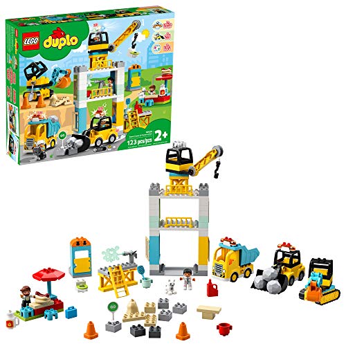 人気ブランド レゴ デュプロ Lego Duplo Construction Tower Crane Construction Exclusive Creative Building Playset With Toy Vehicles Build Fine Motor Social And Emotional Skills Gift For Toddlers New 123 Pieces レゴ
