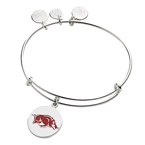 アレックスアンドアニ アメリカ アクセサリー ブランド かわいい Alex and Ani Collaborations Expandable Bangle for Women, University of Arkansas Logo Charm, Shiny Silver Finish, 2 to 3.5 inアレックスアンドアニ アメリカ アクセサリー ブランド かわいい|angelica