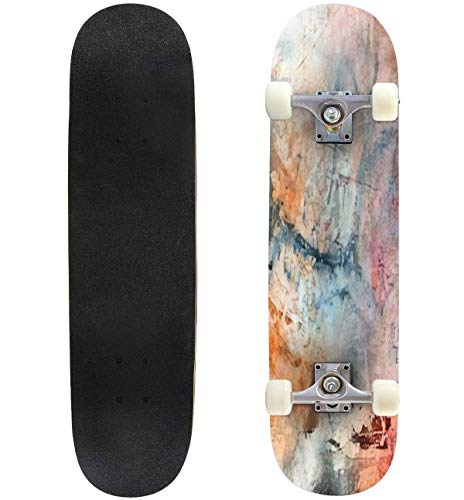 即納 最大半額 スタンダードスケートボード スケボー 海外モデル 直輸入 Puiuoo Grunge Colorful Background Longboard Skateboard Boys And Girls Beginners Professional Adult Road Brush Street Maple Bスタンダードスケートボード スケボー 海外モデル 直輸入