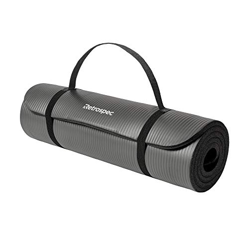 Retrospec Solana Yoga Mat 1 & 1/2 Thick w/Nylon Strap for Men & Women Non Slip Exercise Mat for Yoga