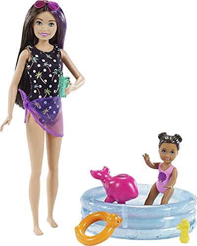 バービー バービーあやつり人形 Barbie Skipper Babysitters Inc Playset with Skipper Doll, Color-Change Small Doll, Pool, Squirt Whale Toy \u0026 Accessoriesバービー バービーあやつり人形