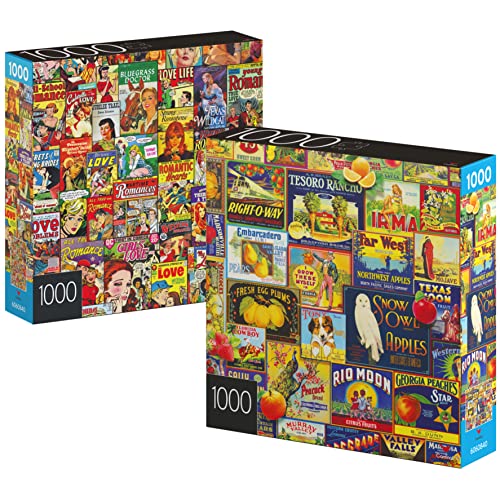 ジグソーパズル 海外製 アメリカ Spin Master Games, 1000-Piece Jigsaw Puzzles 2-Pack, Retro Comics & Fruit Labels, Puzzles for Kids Ages 8 & Upジグソーパズル 海外製 アメリカ｜angelica