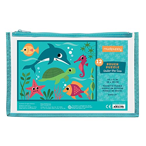 ジグソーパズル 海外製 アメリカ Mudpuppy Under the Sea ? 12 Piece Puzzle with Reusable Zipper Pouch Featuring Colorful and Fun Illustrations of Ocean Creatures Perfect for Easy Storage and Travelジグソーパズル 海外製 アメリカ｜angelica
