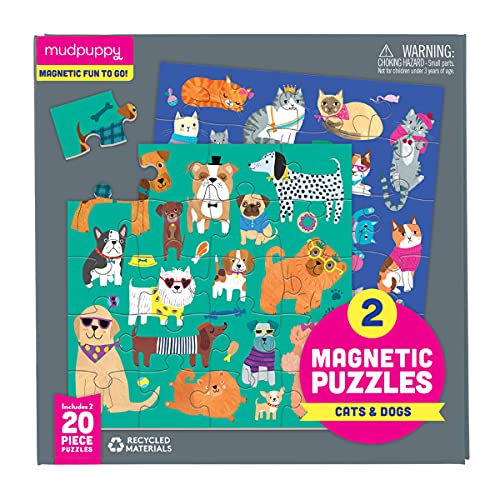 ジグソーパズル 海外製 アメリカ Mudpuppy Cats & Dogs - Tri Fold Magnetic Puzzles Featuring Two 20 Piece Cat and Dog Themed Artworkジグソーパズル 海外製 アメリカ|angelica