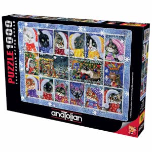 ジグソーパズル 海外製 アメリカ Anatolian Puzzle - Christmas Cat Stamp Collection - 1000 Piece Jigsaw Puzzle #1103ジグソーパズル 海外製 アメリカ