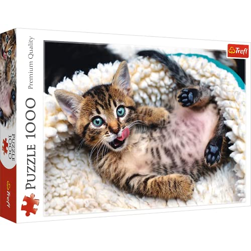ジグソーパズル 海外製 アメリカ Trefl Cheerful Kitten 1000 Piece Jigsaw Puzzle Red 27"x19" Print, DIY, Creative Fun, Classic Puzzle for Adults and Children from 14 Years Oldジグソーパズル 海外製 アメリカ｜angelica