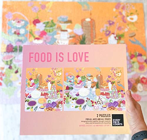 ジグソーパズル 海外製 アメリカ Food is Love - Set of Two Matching Jigsaw Puzzles (1000 Piece Adult Puzzle and 48 Piece Kids Puzzle) by Every Piece Countsジグソーパズル 海外製 アメリカ