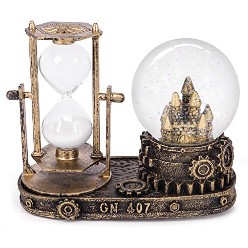 最終値下げ 楽天市場 スノーグローブ 雪 置物 インテリア 海外モデル 送料無料 Qtkj Retro Snow Musical Globe With Color Changing Led Lights Castle Snow Globe With Square Base Retro Souvenirs Collection Gold 407 Hourglスノーグローブ 雪 置物