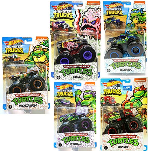 お歳暮 楽天市場 ホットウィール マテル ミニカー ホットウイール 送料無料 Hot Wheels Bundle Of 5 Die Cast 1 64 Scale Monster Trucks Teenage Mutant Ninja Turtles Leonardo Donatello Michelangelo Raphael And Krangホットウィール マテル ミニカー