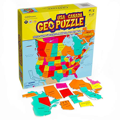 ジグソーパズル 海外製 アメリカ GeoToys GeoPuzzle, USA & Canada Jigsaw Puzzles, 69 Pc Geography Game & Map Puzzle, Educational Games & Kids Learning Activities, Puzzle Gifts for Children Ages 6-9, Fun Learning Toys for Kジグソーパズル 海外製 アメリカ｜angelica 11,191円