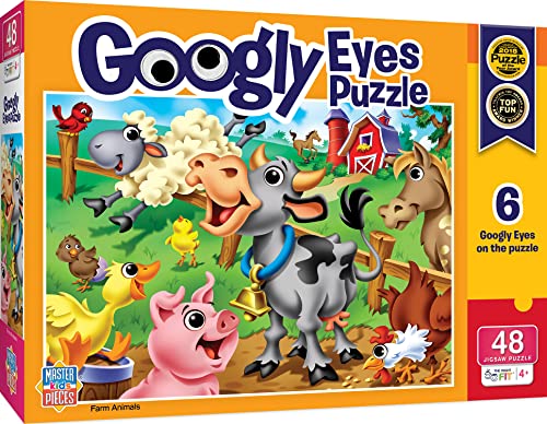 絶品 楽天スーパーセール ジグソーパズル 海外製 アメリカ MasterPieces Funny Puzzle - Googly Eyes 48 Piece Jigsaw for Kids Farm Animals 14