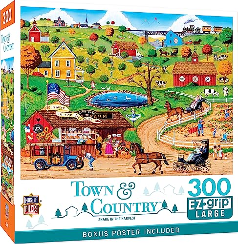 ジグソーパズル 海外製 アメリカ MasterPieces 300 Piece EZ Grip Jigsaw Puzzle - Share in The Harvest - 18"x24"ジグソーパズル 海外製 アメリカ|angelica