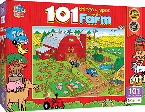 ジグソーパズル 海外製 アメリカ Masterpieces 100 Piece Family Jigsaw Puzzle for Kids - 101 Things to Spot on a Farm - 14"x19"ジグソーパズル 海外製 アメリカ｜angelica