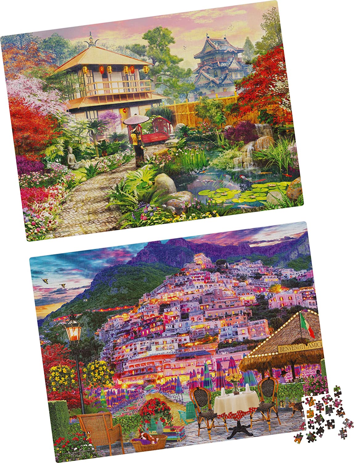 ジグソーパズル 海外製 アメリカ 送料無料 2 Pack Of 1000 Piece Jigsaw Puzzles For Adults Families And Kids Ages 8 And Up Amalfi Coast And Japan Gardenジグソーパズル 海外製 アメリカ septicin Com