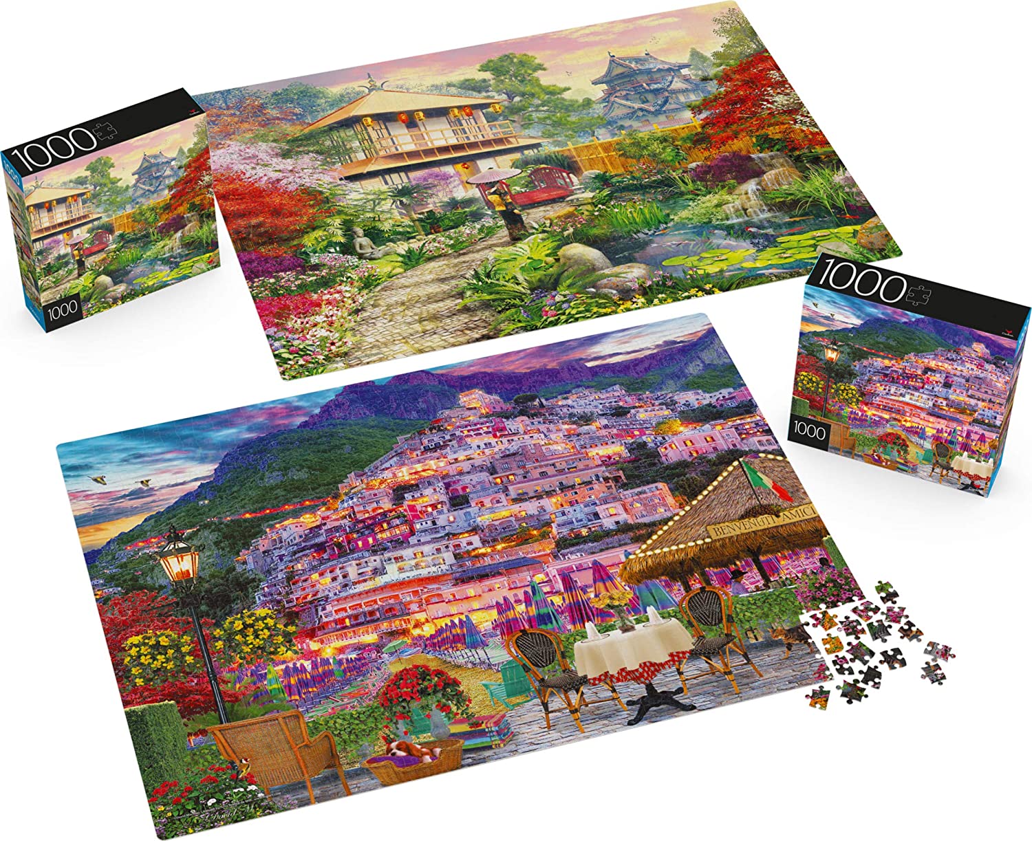 ジグソーパズル 海外製 アメリカ 送料無料 2 Pack Of 1000 Piece Jigsaw Puzzles For Adults Families And Kids Ages 8 And Up Amalfi Coast And Japan Gardenジグソーパズル 海外製 アメリカ septicin Com