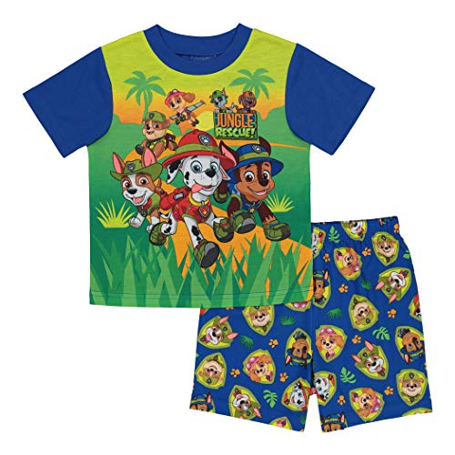 送料無料 パウパトロール 子供服 パジャマ 3t 日本サイズ100相当 マーシャル トラッカー チェイス 複数キャラクター ブルー グリーン キッズ ファッション 男の子 女の子 ジャングルレスキュー Psicologosancora Es