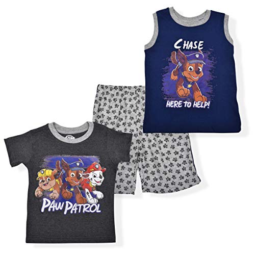 代引不可 パウパトロール アメリカ直輸入 子供服 キッズ ファッション Nickelodeon Paw Patrol Boy S 3 Piece Short Set With Graphic Tee Sleeveless Shirt And Shorts Blue Grey Size 2tパウパトロール アメリカ直輸入 子供服 キッズ ファッション 最適な価格