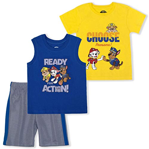 6784円 【SALE】 パウパトロール 子供服 半袖Tシャツ タンクトップセット 2T 日本サイズ95相当 チェイス マーシャル ラブル 複数キャラクター イエロー キッズ ファッション 男の子 女の子