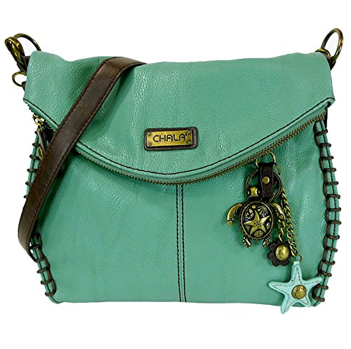 chala バッグ パッチ カバン かわいい Chala Charming Crossbody Bag With Flap Top | Flap and Zipper Cross-Body Purse or Shoulder Handbag with Metal Chain - Teal - Turtlechala バッグ パッチ カバン かわいい|angelica